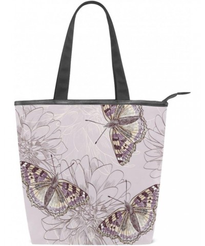 Tote Handbag for Women Tote Bag, Beautiful Butterflies Flower(h9) Canvas + leather Shoulder Bag, Hobo bag, Satchel Purse(229u...