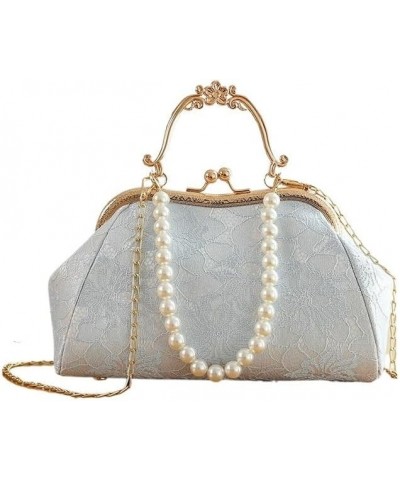 Top Lace Women's Bag, Handbag, Shoulder Bag, Cheongsam Bag, Antique Bag, Pearl Handbag Sky Blue $27.43 Shoulder Bags