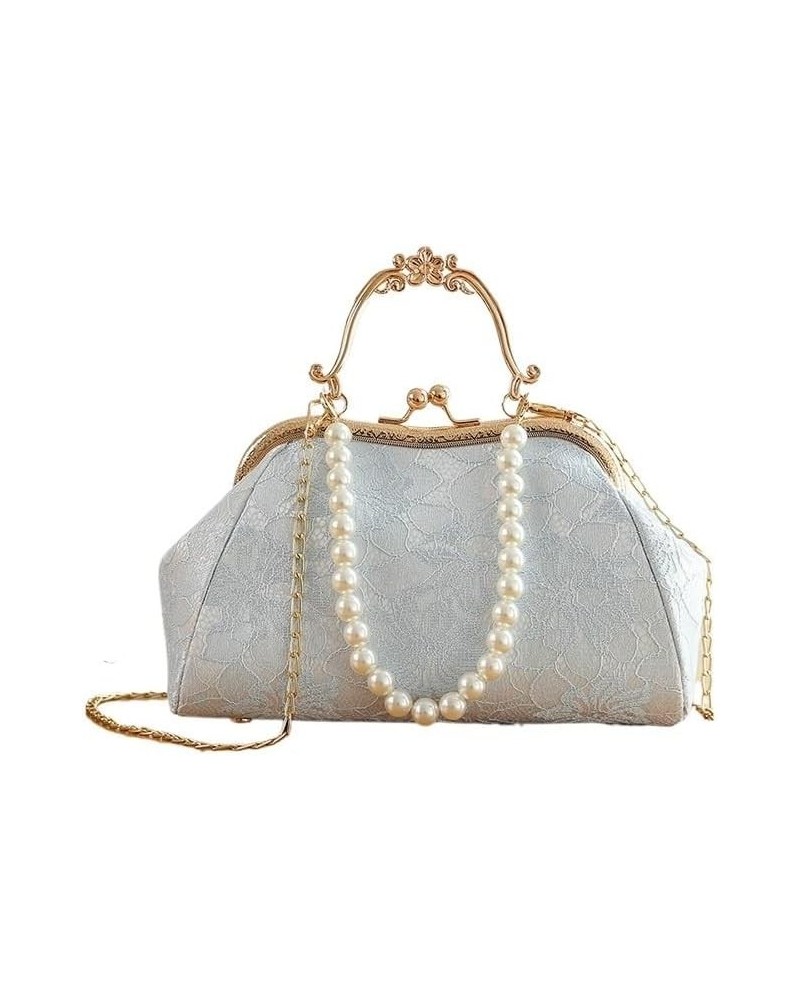 Top Lace Women's Bag, Handbag, Shoulder Bag, Cheongsam Bag, Antique Bag, Pearl Handbag Sky Blue $27.43 Shoulder Bags