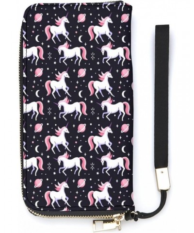 Unicorn, Repeating Pattern Zip Coin Pocket Leather Wallet Vertical Long Wallet for Men Woman With Credit Card Holder $18.25 W...