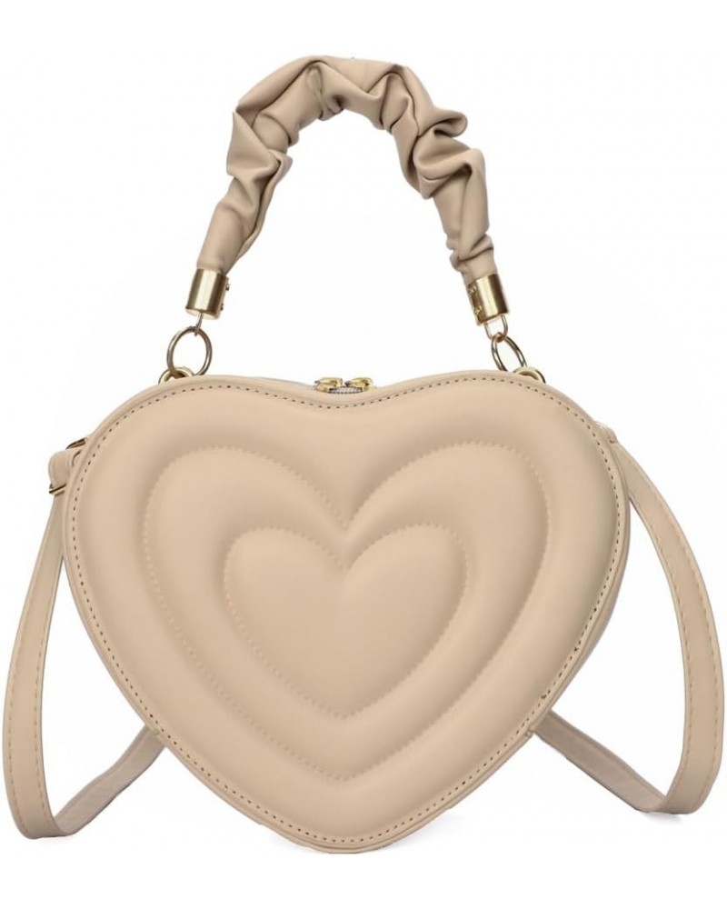 Women Heart Shape Clutch Purse Large Capacity Shoulder Bag Cute PU Casual Crossbody Handbags with Strap for Shoppi Khaki $9.6...