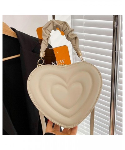 Women Heart Shape Clutch Purse Large Capacity Shoulder Bag Cute PU Casual Crossbody Handbags with Strap for Shoppi Khaki $9.6...