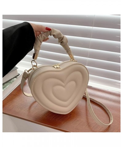 Women Heart Shape Clutch Purse Large Capacity Shoulder Bag Cute PU Casual Crossbody Handbags with Strap for Shoppi Khaki $9.6...