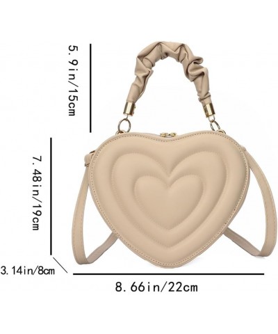 Women Heart Shape Clutch Purse Large Capacity Shoulder Bag Cute PU Casual Crossbody Handbags with Strap for Shoppi Khaki $9.6...