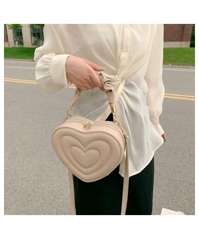 Women Heart Shape Clutch Purse Large Capacity Shoulder Bag Cute PU Casual Crossbody Handbags with Strap for Shoppi Khaki $9.6...