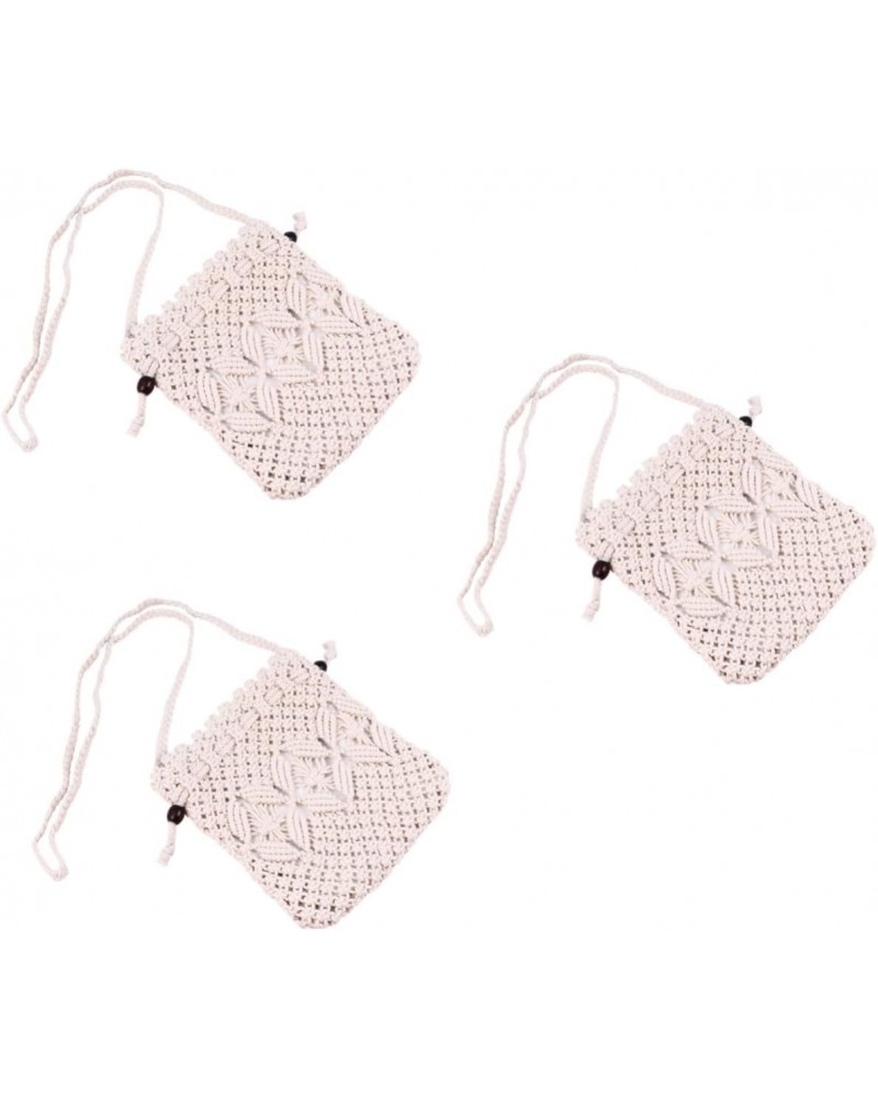 3pcs Woven Bag Cotton Tote Bags Cross Body Tote Bag Women Purse Crossbody Woven Handbag Woven Tote Bag Ladies Shoulder Bags D...