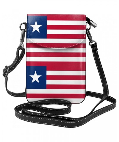 Women Flag Of Liberia Crossbody Cell Phone Purse Leather Phone Bag Wallet Shoulder Bag $17.63 Crossbody Bags