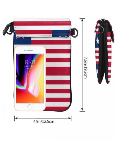 Women Flag Of Liberia Crossbody Cell Phone Purse Leather Phone Bag Wallet Shoulder Bag $17.63 Crossbody Bags