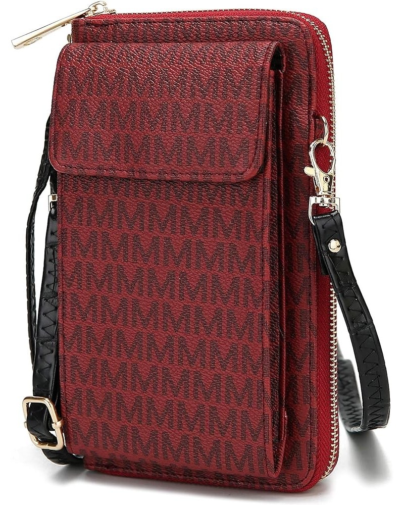 MKF Crossbody Cellphone Handbag for Women Wallet Purse – PU Leather Multi Pockets Clutch Bag, Wristlet Strap Burgundy Mala $1...