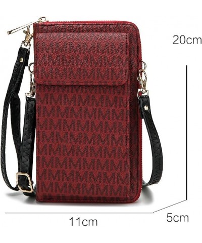 MKF Crossbody Cellphone Handbag for Women Wallet Purse – PU Leather Multi Pockets Clutch Bag, Wristlet Strap Burgundy Mala $1...