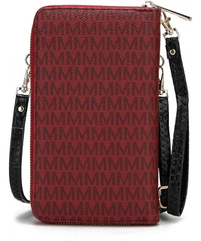 MKF Crossbody Cellphone Handbag for Women Wallet Purse – PU Leather Multi Pockets Clutch Bag, Wristlet Strap Burgundy Mala $1...