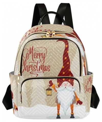 Gnome Star Snowflake Merry Christmas Women Backpack Purse Ladies Fashion Shoulder Bag Daypack Travel Bag 10L Small $15.75 Bac...