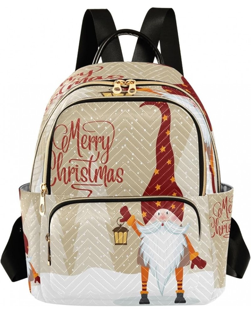 Gnome Star Snowflake Merry Christmas Women Backpack Purse Ladies Fashion Shoulder Bag Daypack Travel Bag 10L Small $15.75 Bac...