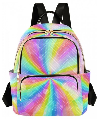 Backpack Purse for Women Rainbow Swirl Stars, Mini Fashion Backpack Fantasy Bling Lightweight Casual Daypack Shoulder Bag Tra...