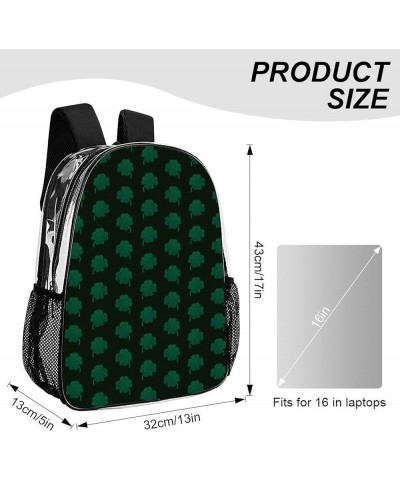 Clear Backpack Heavy Duty PVC Transparent Backpack Compatible with St Patricks Day Green Plaid Tartan for Sports, Work, Secur...