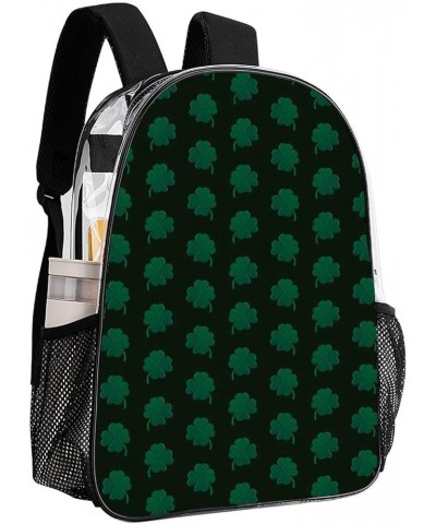 Clear Backpack Heavy Duty PVC Transparent Backpack Compatible with St Patricks Day Green Plaid Tartan for Sports, Work, Secur...