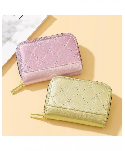 Small Card Cases Women Girls Pu Leather Compact Portable Accordion Zip Card Wallets ID Cash Coin Key Credit Card Purse For Ou...