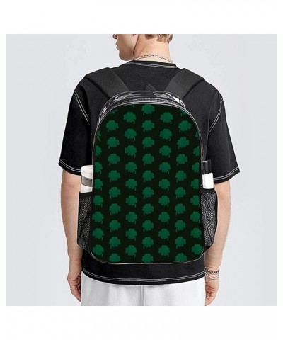 Clear Backpack Heavy Duty PVC Transparent Backpack Compatible with St Patricks Day Green Plaid Tartan for Sports, Work, Secur...