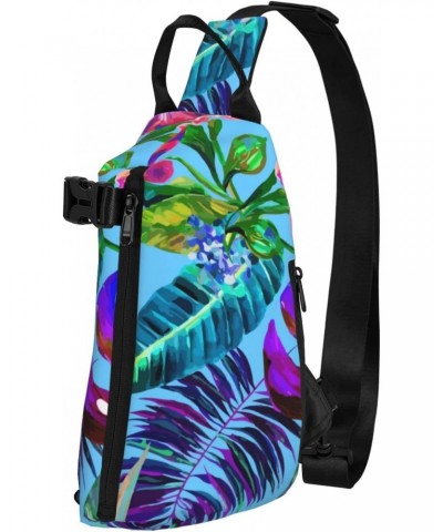 Crossbody Sling Backpack Island-Style-Floral-Summer Travel Hiking Chest Daypack One Strap Shoulder Bag $17.56 Crossbody Bags