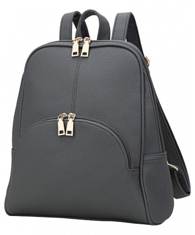 Women Backpack Purse Casual daypacks for ladies Synthetic Leather Shoulder Bag Grey $20.39 Backpacks