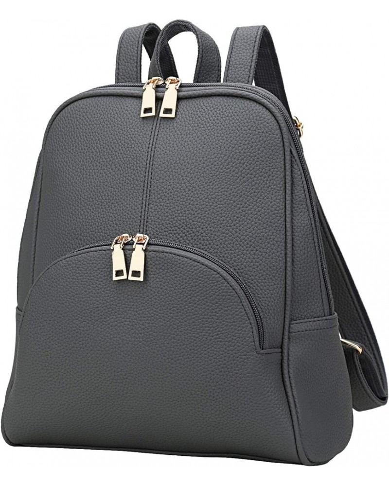 Women Backpack Purse Casual daypacks for ladies Synthetic Leather Shoulder Bag Grey $20.39 Backpacks