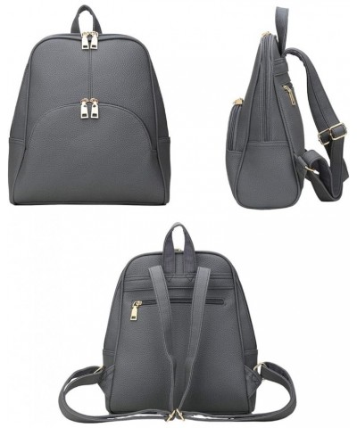 Women Backpack Purse Casual daypacks for ladies Synthetic Leather Shoulder Bag Grey $20.39 Backpacks