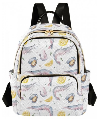 Pink Prawns and Mussels Lemon Slices Casual Fashion Polyester Travel Rucksack Shoulder Bag Color Medium $21.82 Backpacks