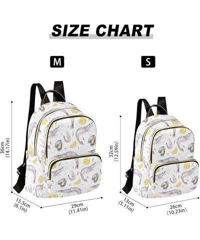 Pink Prawns and Mussels Lemon Slices Casual Fashion Polyester Travel Rucksack Shoulder Bag Color Medium $21.82 Backpacks