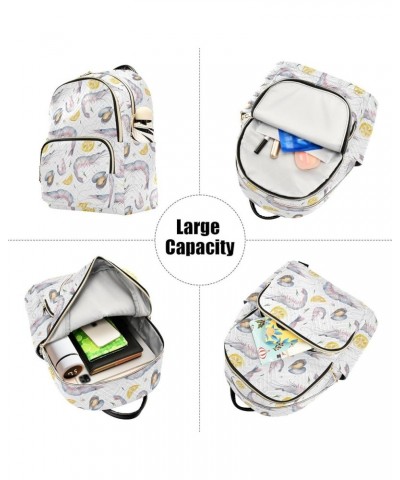 Pink Prawns and Mussels Lemon Slices Casual Fashion Polyester Travel Rucksack Shoulder Bag Color Medium $21.82 Backpacks