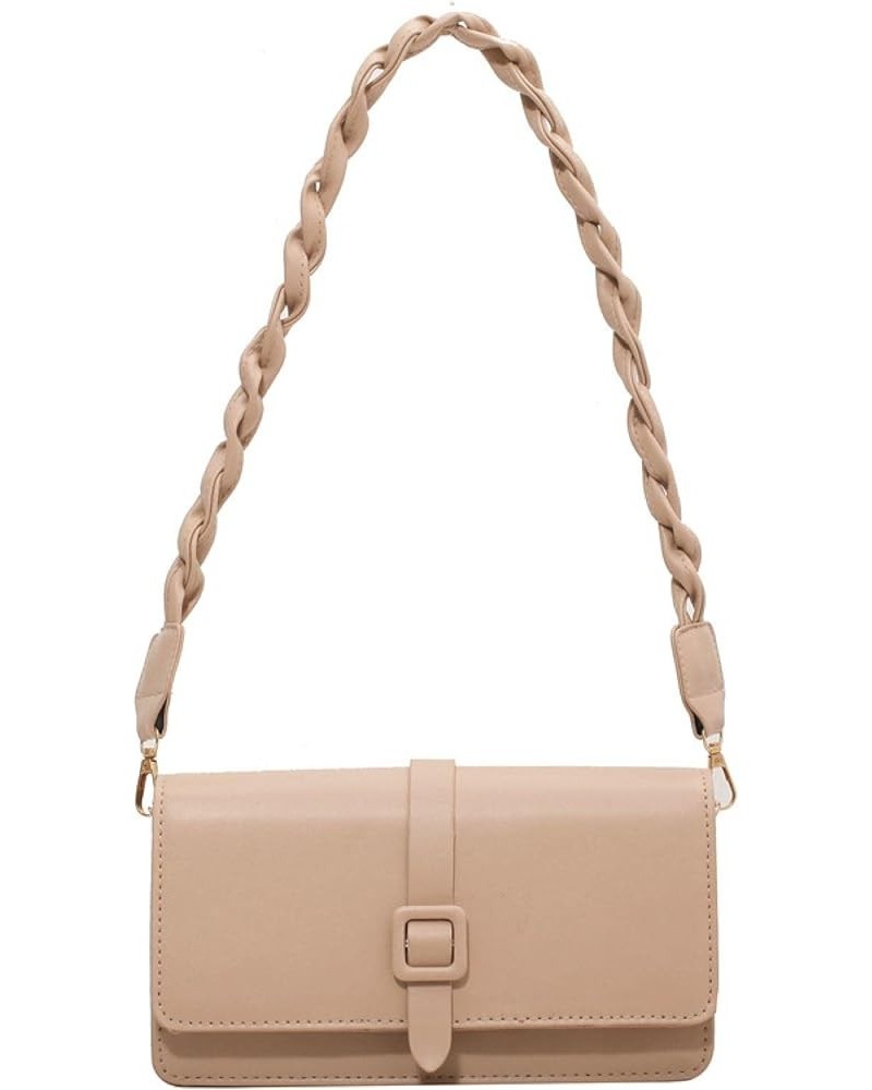 Crossbody bag, simple fashion shoulder bag ladies square bag, multiple colors versatile Khaki $20.34 Shoulder Bags