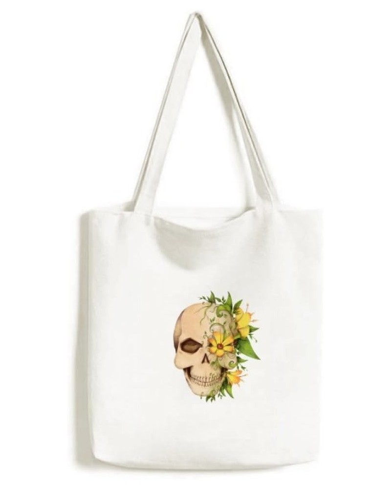 Flower l Skeleton Illustration Tote Canvas Bag Shopping Satchel Casual Handbag $16.11 Totes