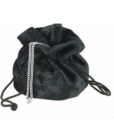 British Hand Made Fantasy Suede Velvet Drawstring Clutch Shoulder Cross-body Bag Black $18.89 Clutches