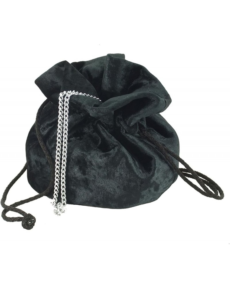 British Hand Made Fantasy Suede Velvet Drawstring Clutch Shoulder Cross-body Bag Black $18.89 Clutches