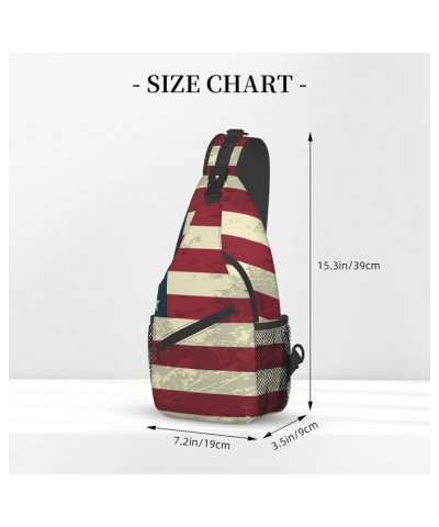 Anti-Theft American flag bats and baseballs Shoulder Backpack Sling Chest Crossbody Bag Cover Pack Rucksack Bicycle Sport Col...