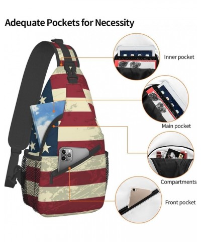 Anti-Theft American flag bats and baseballs Shoulder Backpack Sling Chest Crossbody Bag Cover Pack Rucksack Bicycle Sport Col...