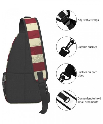 Anti-Theft American flag bats and baseballs Shoulder Backpack Sling Chest Crossbody Bag Cover Pack Rucksack Bicycle Sport Col...