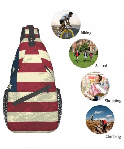 Anti-Theft American flag bats and baseballs Shoulder Backpack Sling Chest Crossbody Bag Cover Pack Rucksack Bicycle Sport Col...