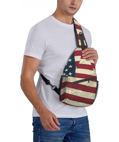 Anti-Theft American flag bats and baseballs Shoulder Backpack Sling Chest Crossbody Bag Cover Pack Rucksack Bicycle Sport Col...