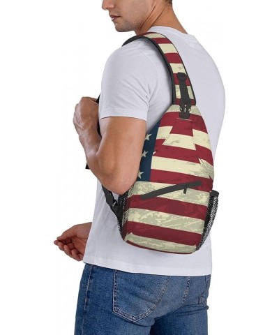 Anti-Theft American flag bats and baseballs Shoulder Backpack Sling Chest Crossbody Bag Cover Pack Rucksack Bicycle Sport Col...