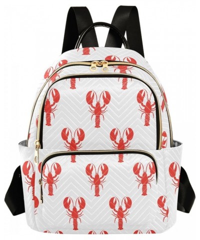 Lobster Seamless Pattern Mini Backpack Purse for Women, Travel Backpack Fashion Backpack Lightweight Shoulder Bag Small Casua...