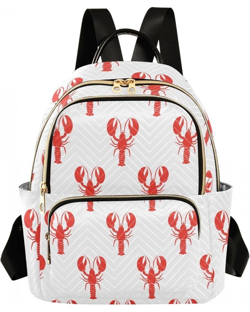 Lobster Seamless Pattern Mini Backpack Purse for Women, Travel Backpack Fashion Backpack Lightweight Shoulder Bag Small Casua...