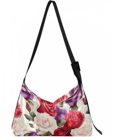 Flowers Floral Pink Purple Crossbody Bag for Women Men with Adjustable Strap PU Leather Shoulder Hobo Purse Bag 20850030 $18....