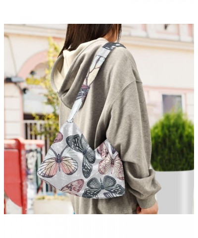 Butterflies Wings Furry Tote Bag for Women Crossbody Bag Shoulder Purse Casual Messenger Bag with Zipper for Men $9.03 Totes