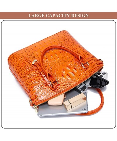 Vintage Crocodile Pattern Genuine Leather Handbag for Women Stylish Large Capacity Tote Bags Satchel Suitable for Work Multic...