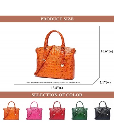 Vintage Crocodile Pattern Genuine Leather Handbag for Women Stylish Large Capacity Tote Bags Satchel Suitable for Work Multic...