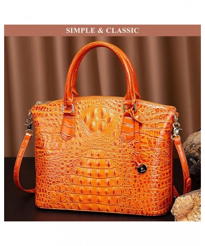 Vintage Crocodile Pattern Genuine Leather Handbag for Women Stylish Large Capacity Tote Bags Satchel Suitable for Work Multic...