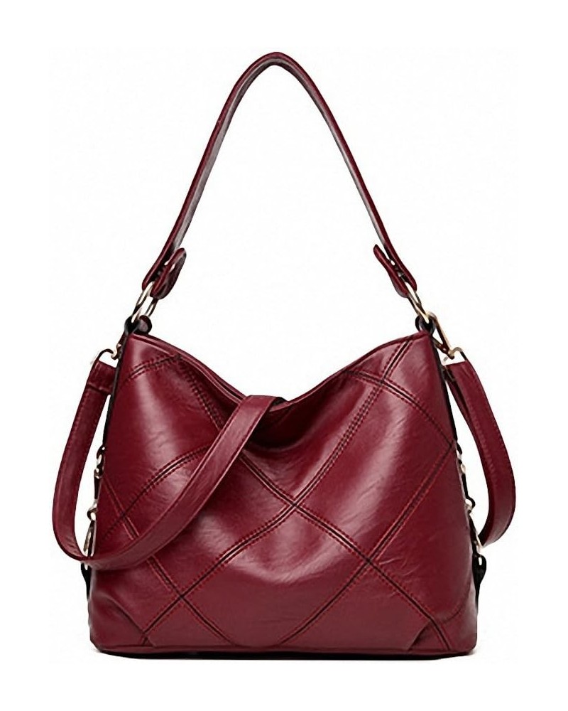 Soft Leather Women Handbag Large Capacity Ladies Shoulder Messenger Bags Red Handbag $17.11 Handbags