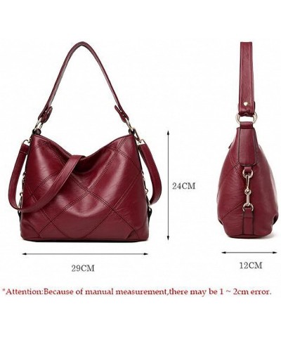 Soft Leather Women Handbag Large Capacity Ladies Shoulder Messenger Bags Red Handbag $17.11 Handbags