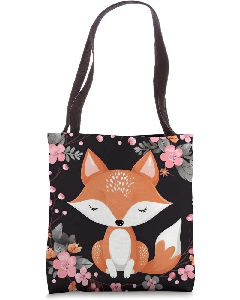 Kawaii fox with cherry blossom flowers, oh my! Tote Bag $10.57 Totes