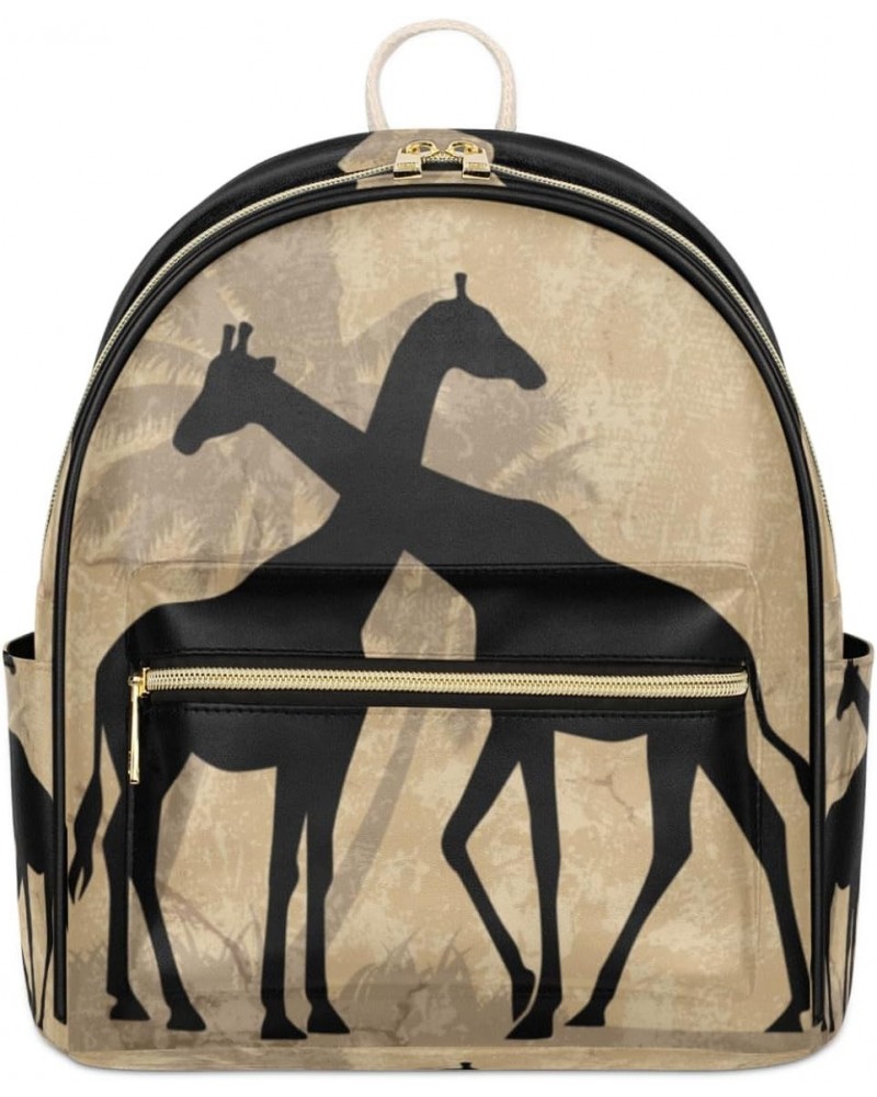 Giraffes African Backpack Purse for Women PU Leather Lightweight Ladies Shoulder Fashion Satchel Bags Travel Casual Daypack G...